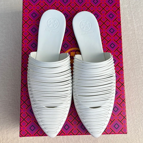 TORY BURCH Sienna flat slide leather mules white size 7 - Picture 7 of 17
